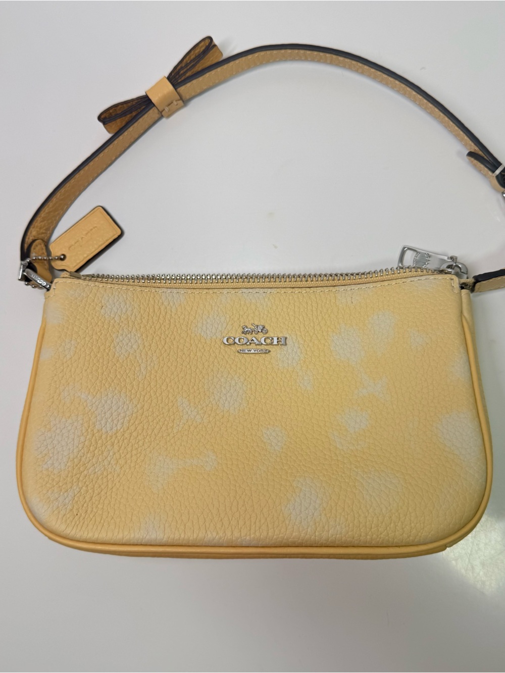 Coach Nolita 19 Yellow Pebbled Leather Small Wristlet with Silver Hardware